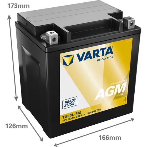 VARTA Powersports AGM Active TX30L-FA 30Ah ATV ve Motosiklet Aküsü